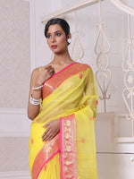 Yellow Muslin Saree With Zari Woven Nakshi Borders-MA62MS331980030