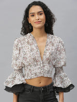 Women's White Printed Tops-AE-10302-Offwhitemulti