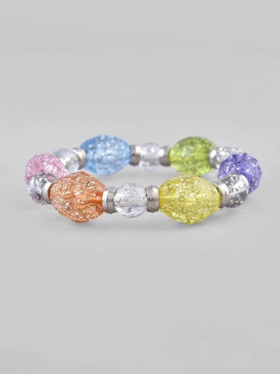 Multi Colour Beaded Elasticated Bracelet-VOJ112