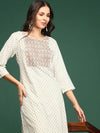 Women's Off White Printed Straight Kurta-AT-A-730-Offwhite