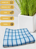 Athom Living Premium Gamcha Bath Towel 65 x 135 cm Pack of 1 White with Blue checkered-ATZ-BT-1A