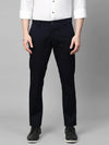 Genips Men's Cotton Stretch Caribbean Slim Fit Self Design Navy Trousers