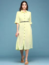 Women's Yellow Solid A-Line Dress-AE-444515-Yellow