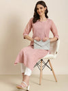 Women Pink Embellished Straight Kurta-SKC-1216-Pink