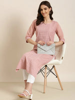 Women Pink Embellished Straight Kurta-SKC-1216-Pink