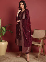 Ahika Polyester Ethnic motifs Maroon Indian Ethnic-PKSKD2402_XS