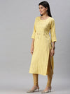 Women's Yellow Striped Straight Kurta-SKC3180-Yellow