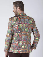 Hangup Men Standard Printed Men Formalwear-D435ButtonBlazer