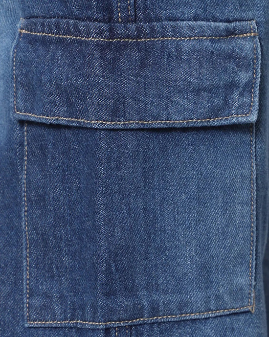 Retro Denim Jeans with 5 pockets-Blue-HBD23-30