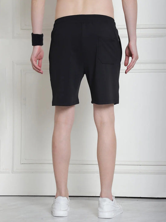 Venitian Men Cotton Printed Black Shorts