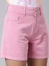 Women Pink Solid Denim Shorts-LT-S-10405-Pink