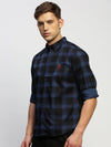 Men Blue Checked Shirt-CLEON-1787-Blue