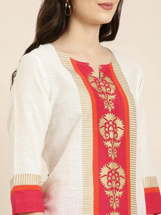 Women Cream Printed Straight Kurta-ON-0020-Cream