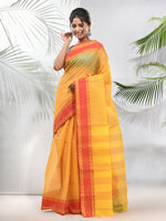 Bright Yellow Pure Cotton Tant Saree With Woven Designs-MA51TT43430114