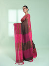 Brown Cotton Saree With Zari Border-MA59CT06530052