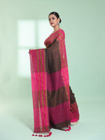 Brown Cotton Saree With Zari Border-MA59CT06530052