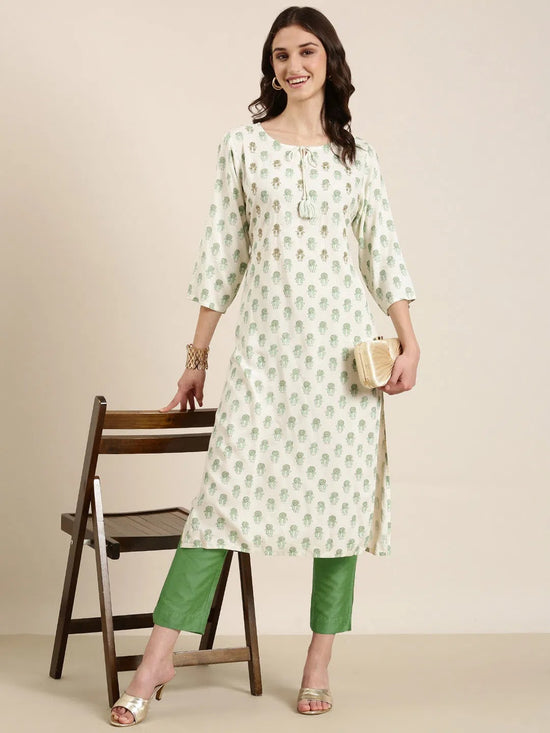 Women Cream Paisley Straight Kurta-NJ-3621299-Cream