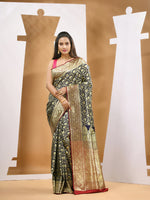 Navy Blue Silk Banarasi Saree With Zari Woven Designs-MA53BSL441050003