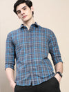 Men Grey Checked Casual Shirt-ALBACHECKS-74-Grey