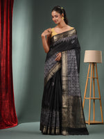 Black Blended Silk Handwoven Saree With Woven Zari Border-MA50BSL34830122