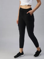 Women's Black Solid Joggers Track Pant-AN-9017-Black