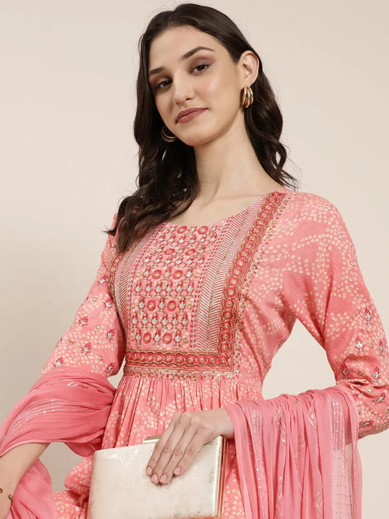 Women Coral Printed Kurta Set-GW-3410-Coral