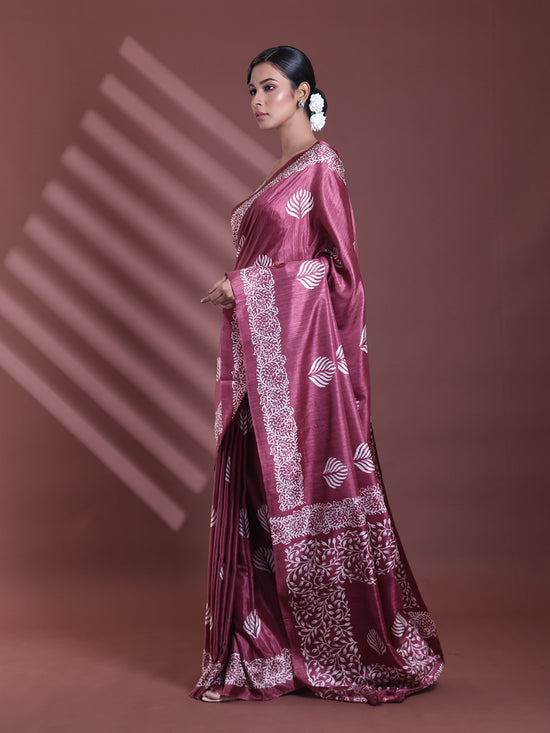 Peach Blossom Silk Soft Saree With Texture Print-MA60BSL01400058