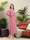 Women Pink Peplum Maxi Dress