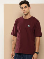 Difference of Opinion Maroon Typography Oversized T-shirt