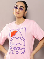 Dillinger Pink Graphic Oversized T-Shirt-WMNCR376PINK-XS