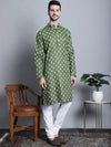 Men's Cotton Floral printed kurta Pyjama-JOKP-650Olive