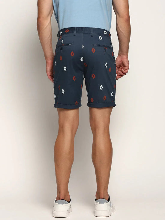 Men Teal Geometrical Shorts-ORBIT-11-Teal