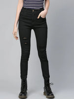 Black Heavy Distressed Multi-Slit Jeans