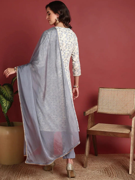 Ahika Viscose Abstract Grey Indian Ethnic