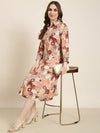 Women Brown Floral Shirt Dress-DW-5457-Brown