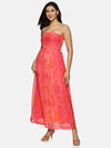 Floral Pink Front Gathered Maxi Dress-17348