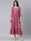 Women Fuchsia Geometrical Empire Kurta-UB-007-Fuchsia