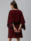 Women's Black Striped Kaftan Dress-SP-5846-Blackmaroon