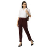 Smarty Pants Women's Cotton Lycra Ankle Length Wine Color Formal Trouser