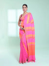 Taffy Pink Cotton Saree With Stripes Design-MA59CT06530023