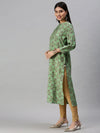 Women's Green Printed Straight Kurta-BCCK703-Green