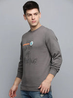 Men Grey Printed Casual Sweatshirt-BP-1435-Grey