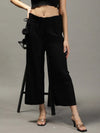 Women's Black Solid Parallel Trouser-GF-23-Black