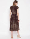 Midi Flare Dress with front loops in Brown