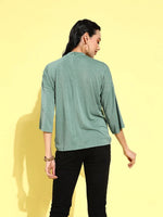 Veni Vidi Vici Sea Green Drop Shoulder Boxy Top