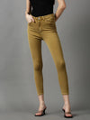 Women's Khaki Solid Skinny Fit Denim Jeans-GZ-5288-Khaki