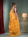 Yellow Blended Silk Handwoven Saree With Flower Designs-MA50BSL34710010