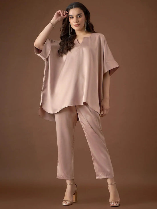 Anti Fit Kaftan Top with Pants in Skin Color