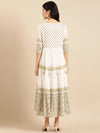 Women's White Printed A-Line Kurta-ON-549-Whitegreen