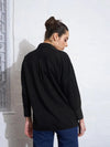 Women Black Cotton Twill Oversized Shirt